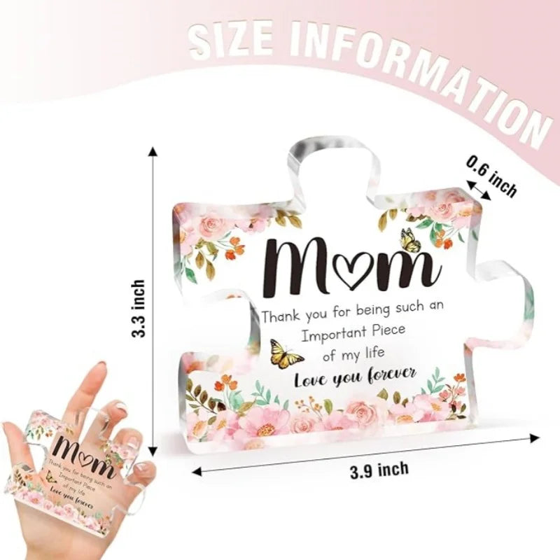 Puzzle Piece Gift for Mom, A Sweet Engraved Keepsake from Son or Daughter