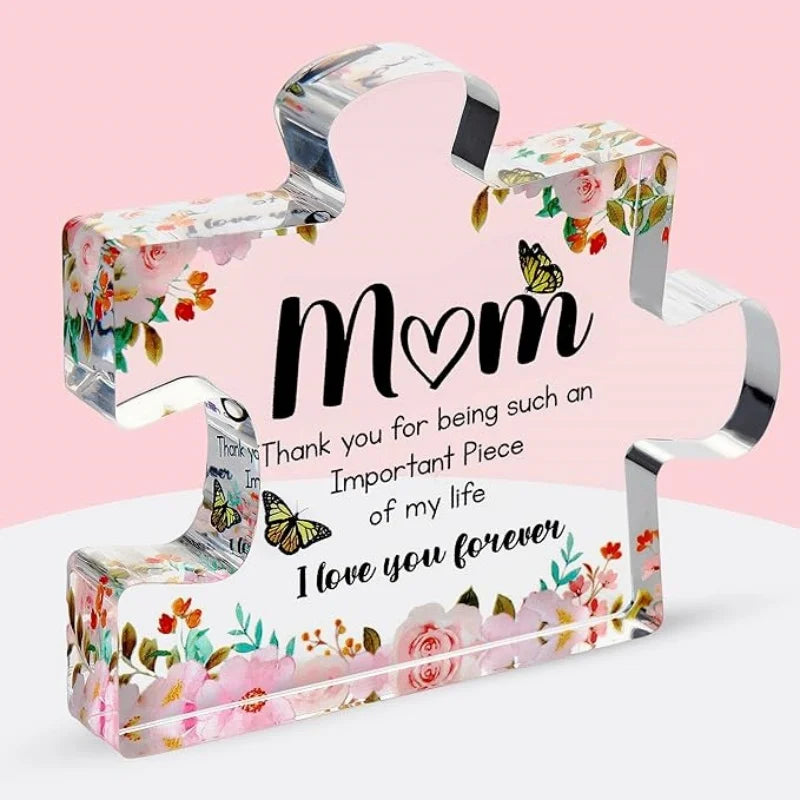 Puzzle Piece Gift for Mom, A Sweet Engraved Keepsake from Son or Daughter