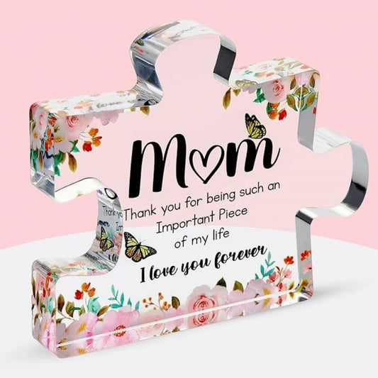 Puzzle Piece Gift for Mom, A Sweet Engraved Keepsake from Son or Daughter