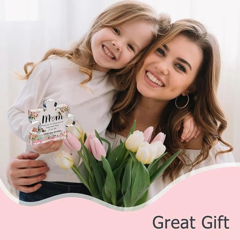 Puzzle Piece Gift for Mom, A Sweet Engraved Keepsake from Son or Daughter